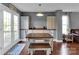 Dining room with built in cabinets, a table with chairs and a bench at 1918 Gables Dr, Monroe, NC 28112