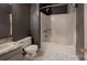 Bathroom with a shower-tub combo, modern tiles, and vanity at 2026 Willow Ridge St, Conover, NC 28613