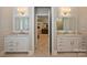 Dual sink bathroom with white cabinets, granite countertops, and access to the bedroom at 2630 Mary Butler Way, Charlotte, NC 28226