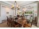 Open-concept dining area with coffered ceilings, modern chandelier, and seamless access to other living spaces at 2630 Mary Butler Way, Charlotte, NC 28226
