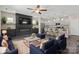Inviting living room with modern furnishings, a fireplace, and an open layout to the kitchen at 4975 Looking Glass Trl, Denver, NC 28037