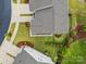 Beautifully landscaped backyard and craftsman home captured from an aerial view at 8215 Houser St, Cornelius, NC 28031