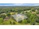 Aerial view of a home on a private lot surrounded by mature trees at 827 River Hills Ct, Taylorsville, NC 28681