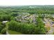 Aerial view of a residential area showcasing the community and surrounding trees at 9530 Hightower Oak St, Huntersville, NC 28078