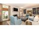 Comfortable living room with a fireplace, built-in bookshelves, and large windows at 1638 Myers Park Dr, Charlotte, NC 28207