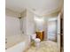 Bathroom with a shower and bathtub combo, vanity, and vinyl flooring at 2377 Mintew Cir, Lincolnton, NC 28092