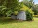 A backyard wooden storage shed with a double-door entry is shown at 5371 Davidson Rd, Davidson, NC 28036