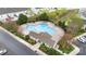 Aerial view of a refreshing community pool surrounded by lounge chairs at 829 River Park Rd, Belmont, NC 28012