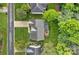 A high angle view reveals a home with a manicured lawn, complemented by mature trees, providing shade and privacy at 1402 Coachman Dr, Waxhaw, NC 28173