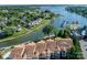 Stunning aerial view showcases waterfront condos and lush landscaping at 18631 Harborside Dr, Cornelius, NC 28031
