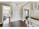 Welcoming foyer with hardwood floors, leading into a bright home at 18631 Harborside Dr, Cornelius, NC 28031