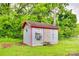 A weathered shed with overgrown vegetation in the backyard at 275 N Garrison Rd, Rock Hill, SC 29730