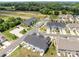 Overhead view of townhomes featuring rear patios, landscaping and ample parking in a Gathering friendly neighborhood at 5625 Axil Ln, Charlotte, NC 28269