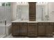 Bright bathroom with double vanity, quartz countertops, and spacious glass shower at 603 Southstone Dr, Matthews, NC 28104