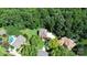 Aerial view of a lush lot with mature trees and great landscaping at 655 Powder Horn Ln, Indian Trail, NC 28079