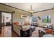 A cozy living room with hardwood floors, neutral sofa, and a view of the city skyline at 715 N Church St # 613, Charlotte, NC 28202