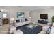 Well-lit living room featuring a sofa, coffee table, and modern entertainment center at 7332 Jolly Brook Dr, Charlotte, NC 28215