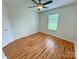 Bedroom with ceiling fan, neutral paint and hardwood flooring at 117 Blackberry Ln # 66, Mooresville, NC 28117