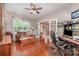 Cozy home office with hardwood floors, large window, and french doors at 12832 Heath Grove Dr, Huntersville, NC 28078