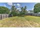 Spacious backyard with grass, a wooden fence, and mature trees, offering a private outdoor space at 14501 Asheton Creek Dr, Charlotte, NC 28273