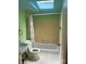 Bathroom boasting a skylight and vibrant walls, complemented by a well-maintained tub and shower at 1451 Blueberry Ln, Charlotte, NC 28226