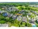 Aerial view of the neighborhood, with lush green trees and several well-maintained houses at 16008 Weeping Valley Dr, Fort Mill, SC 29715
