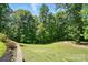 Lush backyard surrounded by mature trees, providing privacy and a serene outdoor space at 161 Leaning Tower Dr, Mooresville, NC 28117