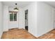 Dining room with hardwood floors and a contemporary pendant light at 1809 Jameston Dr, Charlotte, NC 28209
