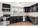 Newly remodeled kitchen features butcher block counters, stainless steel appliances, and dark cabinets at 315 Rivers St, Rock Hill, SC 29730
