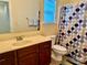 Bathroom with a single sink vanity, and bathtub with shower at 3678 Privette Rd # 349, Matthews, NC 28104