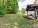 View of the backyard featuring a covered patio area with seating near a lush green yard at 3801 Creek Ridge Dr, Denver, NC 28037