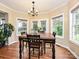 Cozy dining area with natural light, hardwood floors, and a traditional chandelier at 410 Deer Brush Ln, Waxhaw, NC 28173