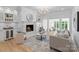 Living room features a fireplace, stylish furniture, and an adjacent bedroom space for flexible living at 4920 Parview S Dr, Charlotte, NC 28226