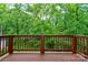 Exterior deck with a wooded view, wooden railing, and natural light at 600 S Cline Ave, Newton, NC 28658