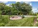 Backyard with a pool, a trampoline, and a fire pit under string lights at 112 S Shore Dr, Belmont, NC 28012
