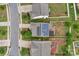 Aerial view of a property showcasing solar panels and backyard entertainment area at 1177 Bannockburn Ave, Rock Hill, SC 29732
