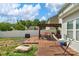 Private backyard with a wooden deck, pergola, and fire pit at 1177 Bannockburn Ave, Rock Hill, SC 29732