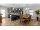 Modern kitchen featuring stainless steel appliances, granite countertops, central island with bar seating, and dining area at 1177 Bannockburn Ave, Rock Hill, SC 29732