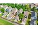 Overhead view highlighting a suburban neighborhood with well-maintained lawns and diverse housing styles at 132 E Morehouse Ave, Mooresville, NC 28117