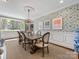 Dining room with wainscotting, wallpaper, chandelier, and natural light at 161 Perrin Pl, Charlotte, NC 28207