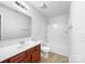 Neutral bathroom with tile floors, a tub and shower combo, and a wood vanity at 1814 Tradd Ave, Clover, SC 29710