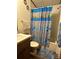 A bathroom with patterned curtain, providing privacy and style at 1925 Mt Hope Church Rd, Salisbury, NC 28146