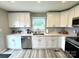 A bright kitchen featuring stainless steel appliances, white cabinets, and neutral countertops at 1928 Londonberry Dr, Rock Hill, SC 29730