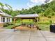 The wooden picnic shelter contains tables and seating for outdoor community gatherings at 2005 Grimley Ln, Fort Mill, SC 29707