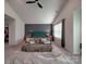 Bright bedroom with an accent wall, vaulted ceilings, and plush throw on the bed at 3322 Brighton Dr, Gastonia, NC 28052