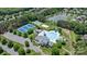 Overhead shot of community amenities including tennis courts, pool, playground, and clubhouse near a lake at 4028 Woodsmill Rd, Fort Mill, SC 29707