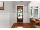 Charming entryway featuring hardwood floors and a wooden front door with glass panels at 434 Breezewood Dr, Belmont, NC 28012
