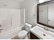 Bathroom featuring tub/shower combo, modern vanity, and updated fixtures at 6121 Dane Dr, Dallas, NC 28034