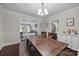 Charming dining room with a large wooden table, bench seating, and wainscoting at 9001 Peyton Randolph Dr, Charlotte, NC 28277