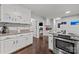 Well-lit kitchen with white cabinets, granite counters, and stainless steel oven at 9001 Peyton Randolph Dr, Charlotte, NC 28277